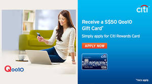 Featured image for (EXPIRED) Citibank Apply Rewards Card & Get $50 Qoo10 Gift Card 11 Mar – 30 Apr 2016