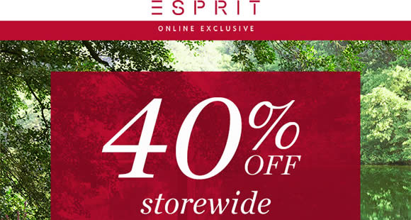 Featured image for Esprit 40% Off Storewide Online 12hr Promo 15 Mar 2016