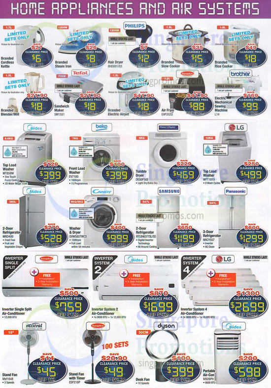 Home Appliances, Washers, Air Condiitoners, Fans