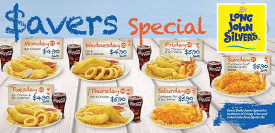 Long John Silver’s fr $4.90 Daily Savers Menu From 16 Mar 2016