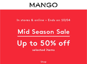 Featured image for Mango Mid Season Sale 25 Mar – 10 Apr 2016