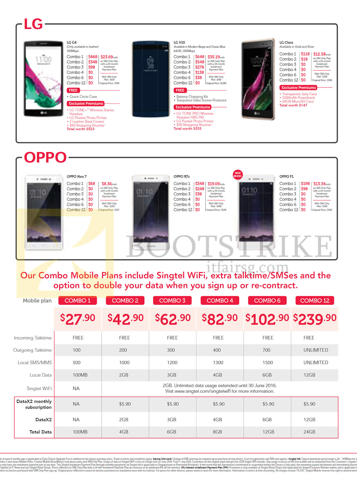 Mobile Phones Combo Plans LG Oppo G4 V10 Class Neo7 R7s F1 Combo 1 2 3 4 6 12