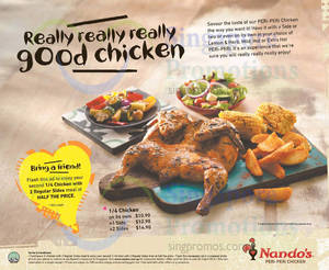 Featured image for Nando’s 50% Off 2nd Chicken Set Meal Coupon 25 Mar – 3 Apr 2016