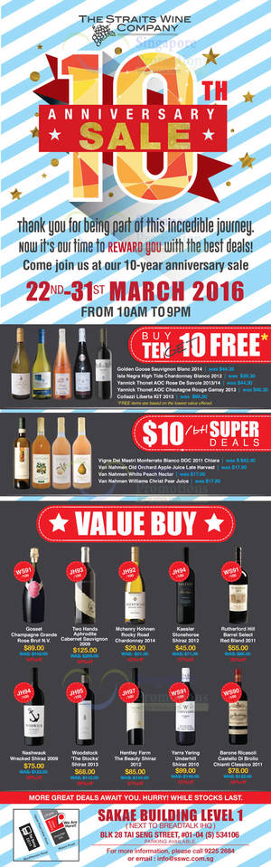 Featured image for (EXPIRED) Straits Wine Company Anniversary Sale 22 – 31 Mar 2016