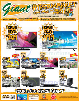 Featured image for (EXPIRED) Giant Hypermarket TVs, Kitchen Appliances, Fans, Aircon & More Offers 4 – 17 Mar 2016