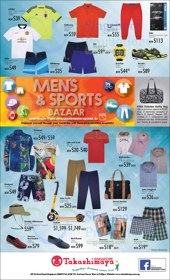 Takashimaya Mens Sports Offers 30 Mar 2016