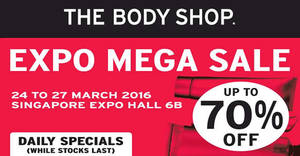 Featured image for (EXPIRED) The Body Shop Mega Sale @ Singapore Expo 24 – 27 Mar 2016