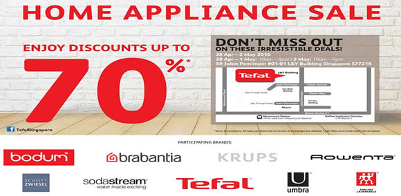 Featured image for Branded (Tefal, Bodum, Rowenta & More ) Home Appliances Sale from 28 Apr - 2 May 2016