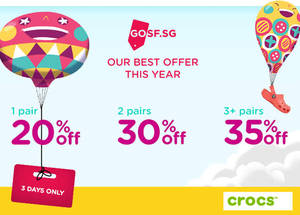 Featured image for (EXPIRED) Crocs 20% to 35% Off Storewide from 25 – 27 Apr 2016