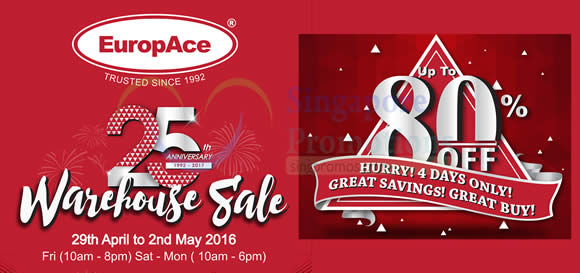 Featured image for Europace Warehouse Clearance Sale from 29 Apr - 2 May 2016
