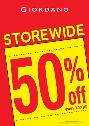 Featured image for (EXPIRED) Giordano 50% Off 2nd Piece Promo from 26 Apr 2016