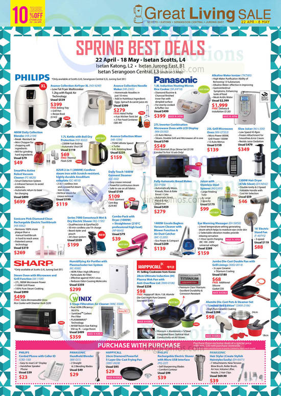 Happycall, Philips, Panasonic, Airfryer HD-9240, Noodle Maker, Blender, Oven, Fan, Hair Dryer