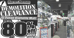 Featured image for Harvey Norman Clearance Up to 80% off @ Funan Digitalife Mall From 9 Apr 2016