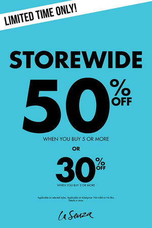 Featured image for (EXPIRED) La Senza 50% OFF Storewide Promo 14 – 17 Apr 2016