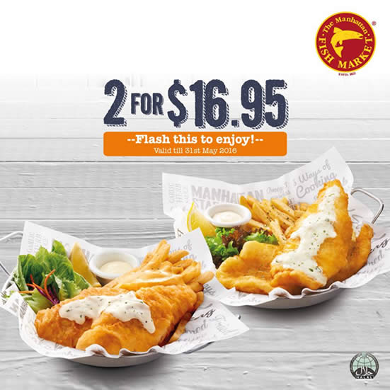 Manhattan FISH MARKET Coupon Discount Deals from 1 Apr – 31 May 2016