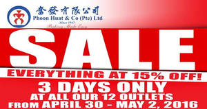 Featured image for (EXPIRED) Phoon Huat 15% Off Storewide at all outlets from 30 Apr – 2 May 2016