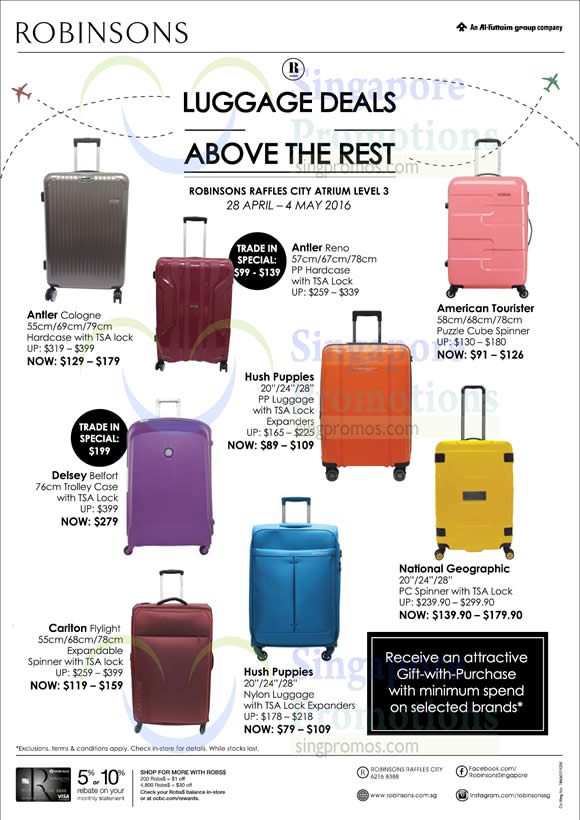 robinsons luggage sale 2018