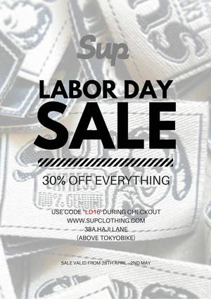 Featured image for (EXPIRED) Sup Clothing 30% Off Storewide Labour Day Sale from 29 Apr – 2 May 2016
