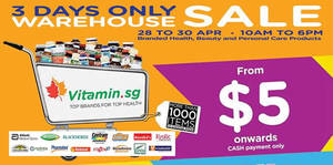 Featured image for (EXPIRED) Vitamin.sg Warehouse Sale from 28 – 30 Apr 2016