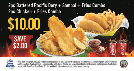 (2) 2pc Battered Pacific Dory with Sambal, Crispy fries, regular Drink, Fish with Crispy fries, regular Drink
