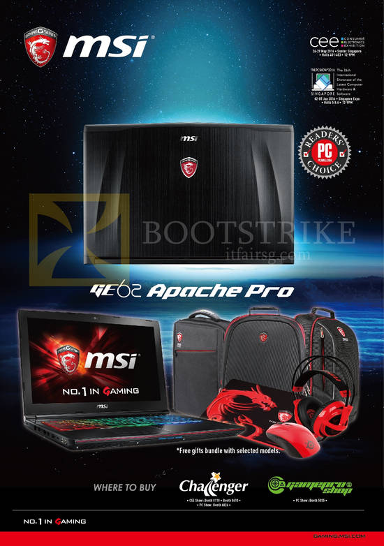 25 May MSI Notebooks GE62 Apache Pro, Booth Locations, Challenger, Gamepro