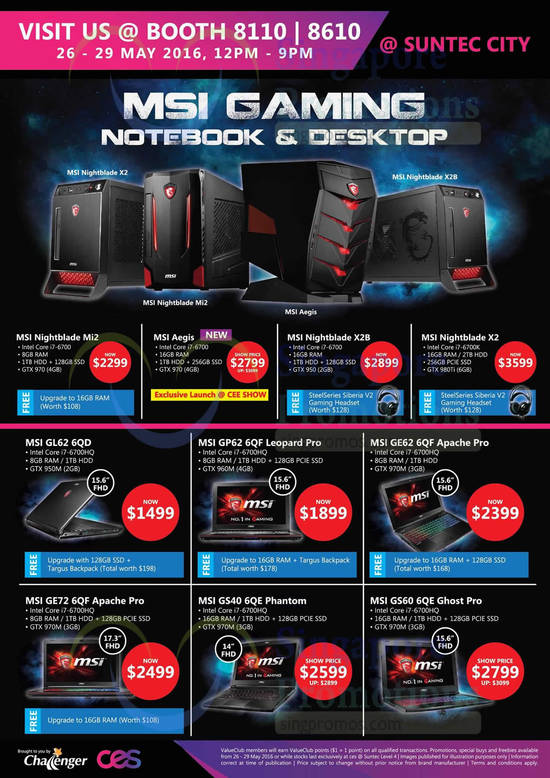 27 May CEE Show Challenger Flyer MSI Desktop PCs, Notebook