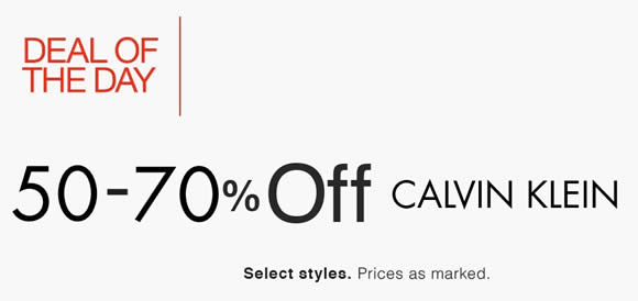 Calvin Klein 50% to 70% Off 24hr Deal from 29 – 30 May 2016