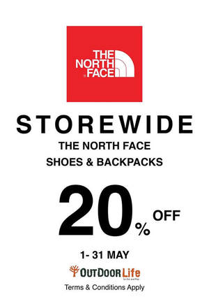 Featured image for Outdoor Life 20% Off The North Face Shoes & Backpacks 1 – 31 May 2016