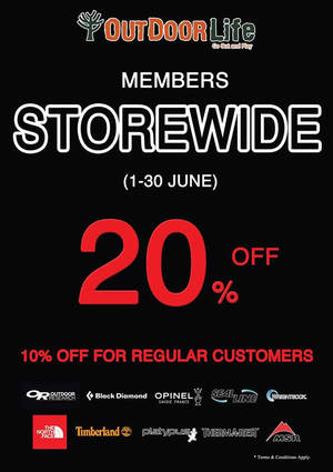 Featured image for Outdoor Life 10% Off Storewide from 1 – 30 Jun 2016