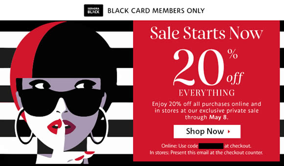 Sephora 20% Off Everything Coupon Code for Black Card ...