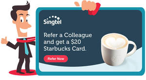 Featured image for Singtel CIS Refer a Colleague & Get $20 Starbucks Card from 31 May 2016