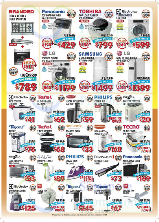 Washers, Ovens, Small Appliances, Panasonic, Toshiba, Tefal, Philips