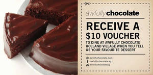 Featured image for Awfully Chocolate Free $10 Dine-In Voucher from 17 Jun 2016