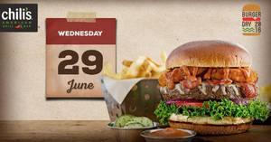 Featured image for Chili’s $8.88 Burger & Fries in Celebration of Annual Burger Day on 29 Jun 2016