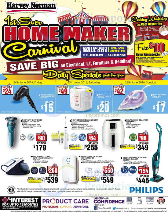 Daily Specials, Cooking Workshop, Free Voucher, Philips Personal Care, Iron, Air Fryer