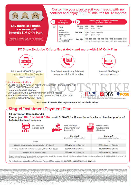 Mobile SIM Only Plans, Instalment Payment Plans, Combo 2, 3