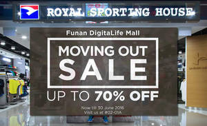 Featured image for Royal Sporting House Up to 70% Off Moving Out Sale at Funan from 16 – 30 Jun 2016