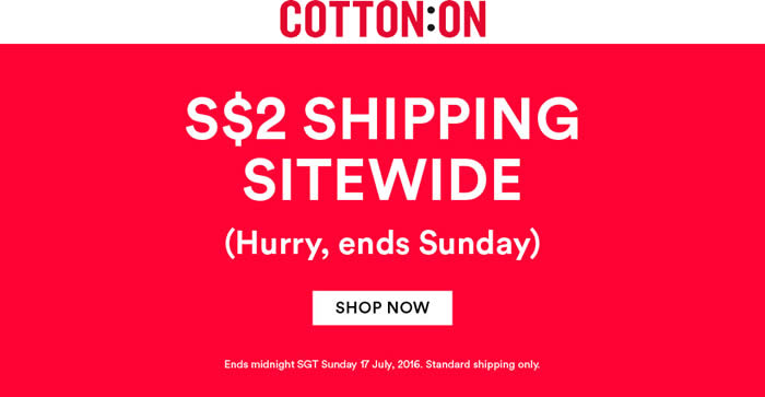 Featured image for Cotton On: $2 Shipping Sitewide at Online Store from 15 - 17 Jul 2016