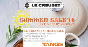 Featured image for (EXPIRED) Le Creuset: 50% Off Selected Items at Tangs Vivocity from 1 – 28 Aug 2016