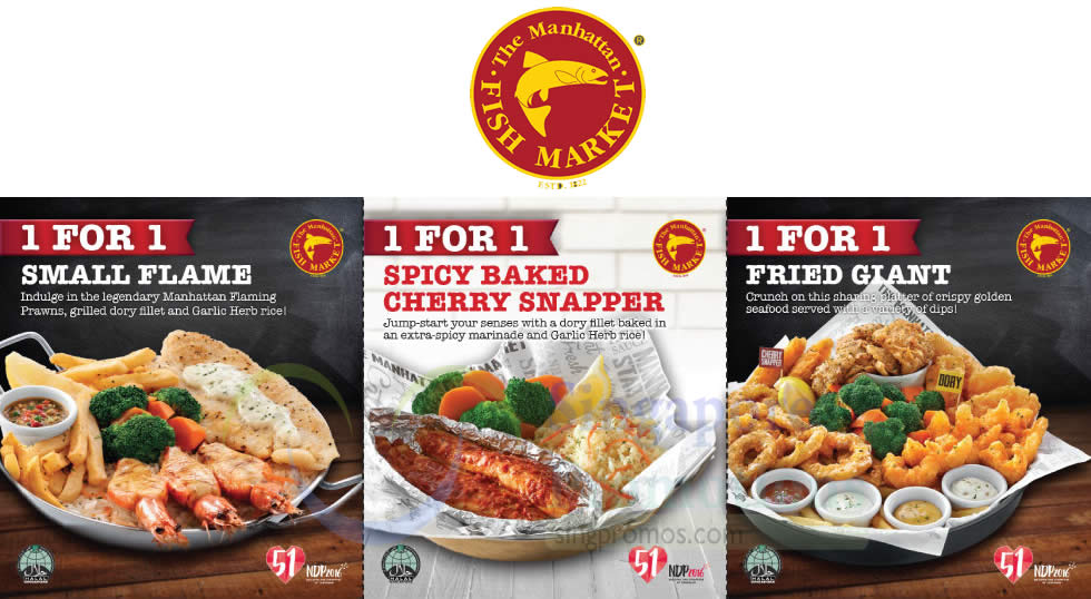 Featured image for Manhattan Fish Market: 1-for-1 Coupon Deals - Small Flame, Spicy Baked Cherry Snapper & Fried Giant from 21 Jul - 30 Sep 2016
