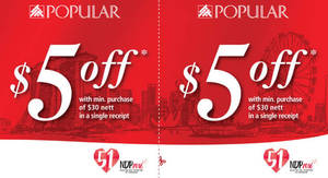 Featured image for (EXPIRED) POPULAR: $5 off $30 nett Spend Coupon from 15 Jul – 30 Sep 2016