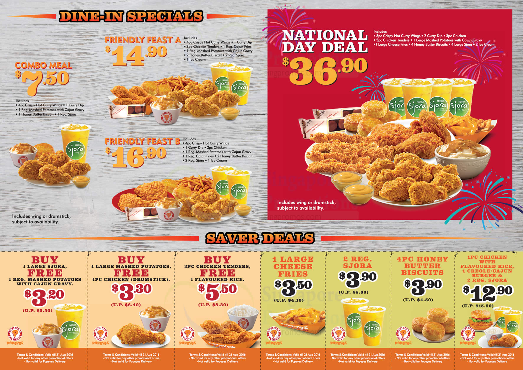 Popeyes: Dine-in Discount Coupon Deals from 11 Jul – 21 Aug 2016