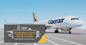 Featured image for (EXPIRED) TigerAir: 20% Off Fares to over 35 Destinations for American Express Cardholders from 20 – 24 Jul 2016