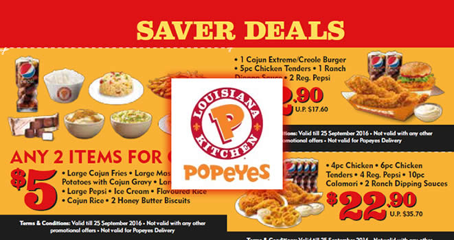 (EXPIRED) Popeyes: Dine-in Discount Coupon Deals from 22 Aug – 25 Sep 2016