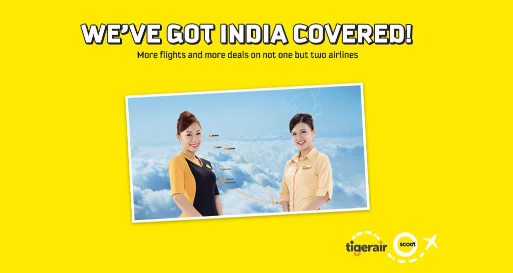 Featured image for Scoot & Tigerair: Fly to India fr $198 all-in from 1 - 7 Aug 2016