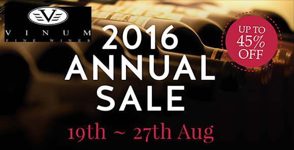 Featured image for Vinum Fine Wines: Annual Sale - Up to 45% Off from 19 - 27 Aug 2016
