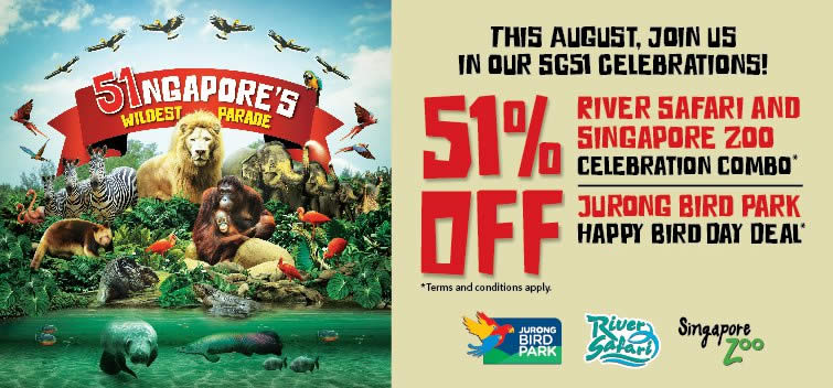 Featured image for Wildlife Parks: 51% Off Singapore Zoo & River Safari Combo Tickets from 1 - 31 Aug 2016