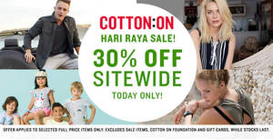 Featured image for Cotton On: 1-Day Sale – 30% OFF Sitewide Men, Women, Kids, Typo, Body & More on 12 Sep 2016