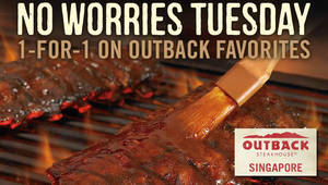 Featured image for (EXPIRED) Outback Steakhouse: 1-for-1 Outback Favourites on Tuesdays from 27 Sep – 25 Oct 2016