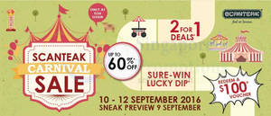 Featured image for Scanteak: Carnival Sale – Up to 60% off from 10 – 12 Sep 2016